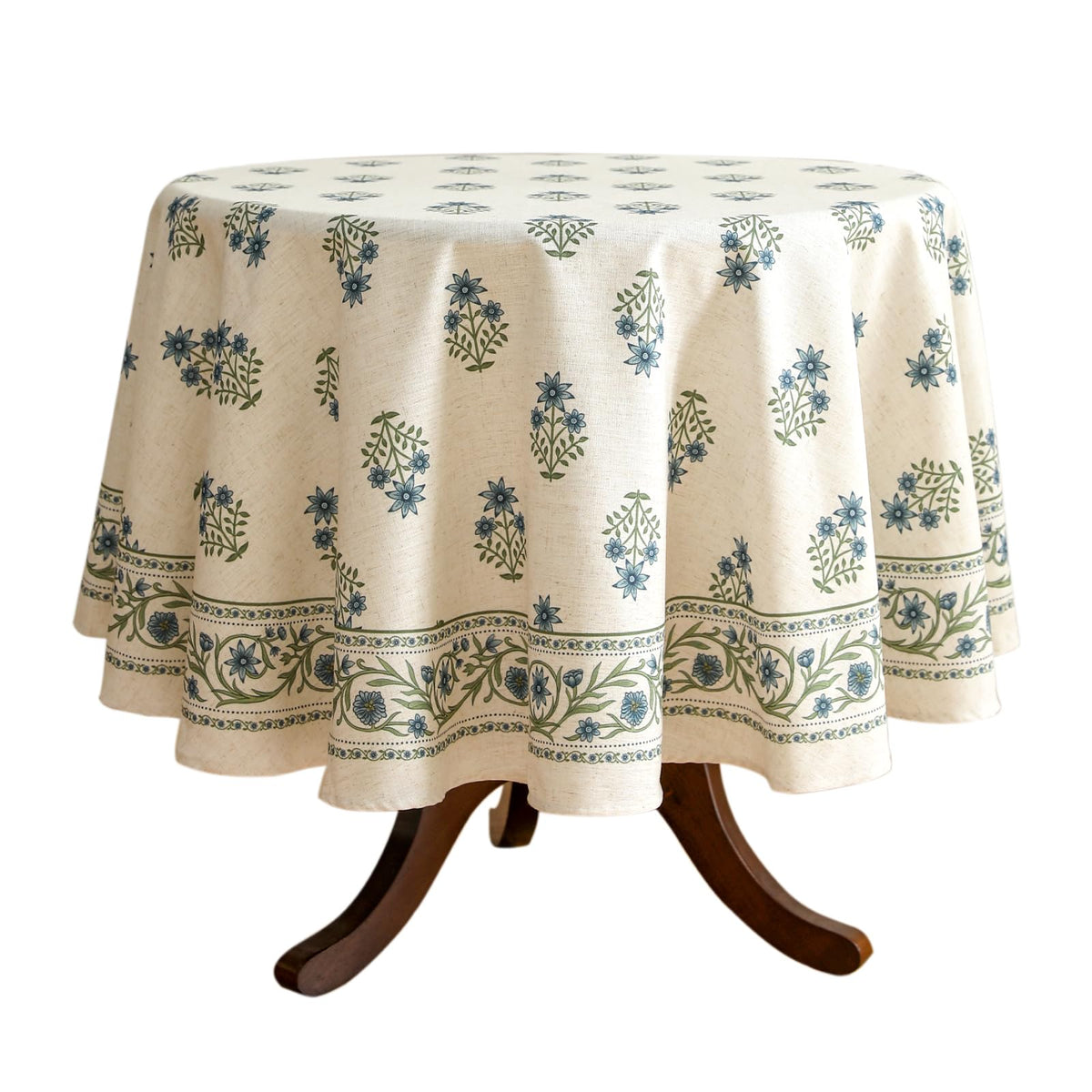 ISAENNE Designer Linen Rectangular Long Tablecloth,118"x67"-Serenity G