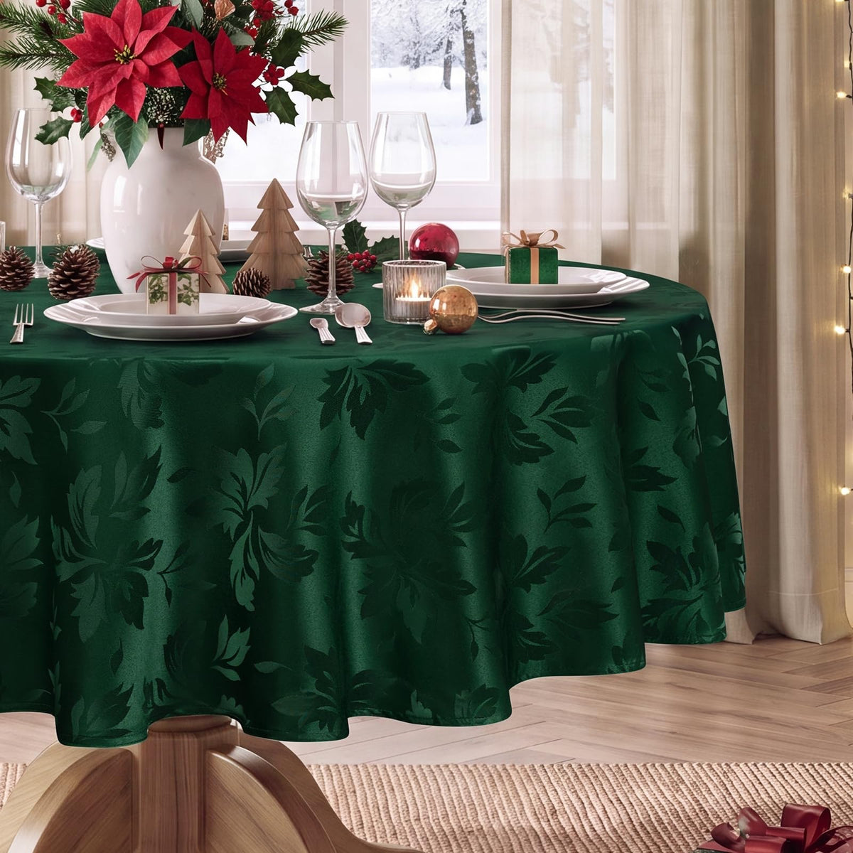 Romanstile Jacquard Rectangle Tablecloth 60 x 120 Inch, White