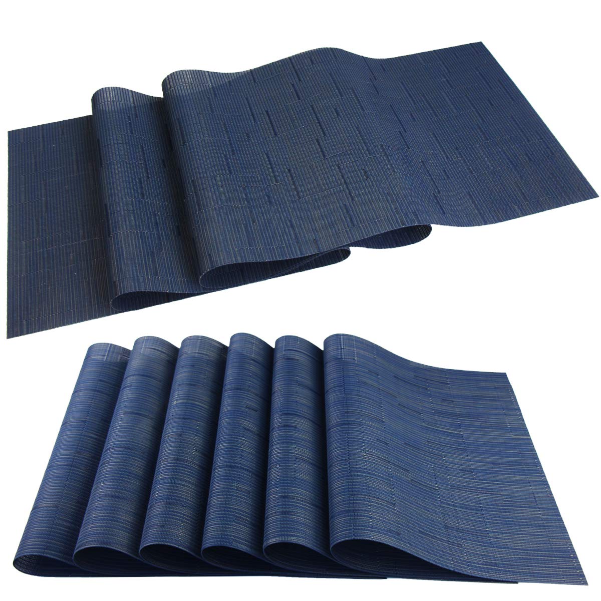 PIGCHCY Placemats,Washable Vinyl Woven Table Mats,Elegant Durable Placemats for Dining Table Set of 4 (18 x 12 inches, Pure Black)
