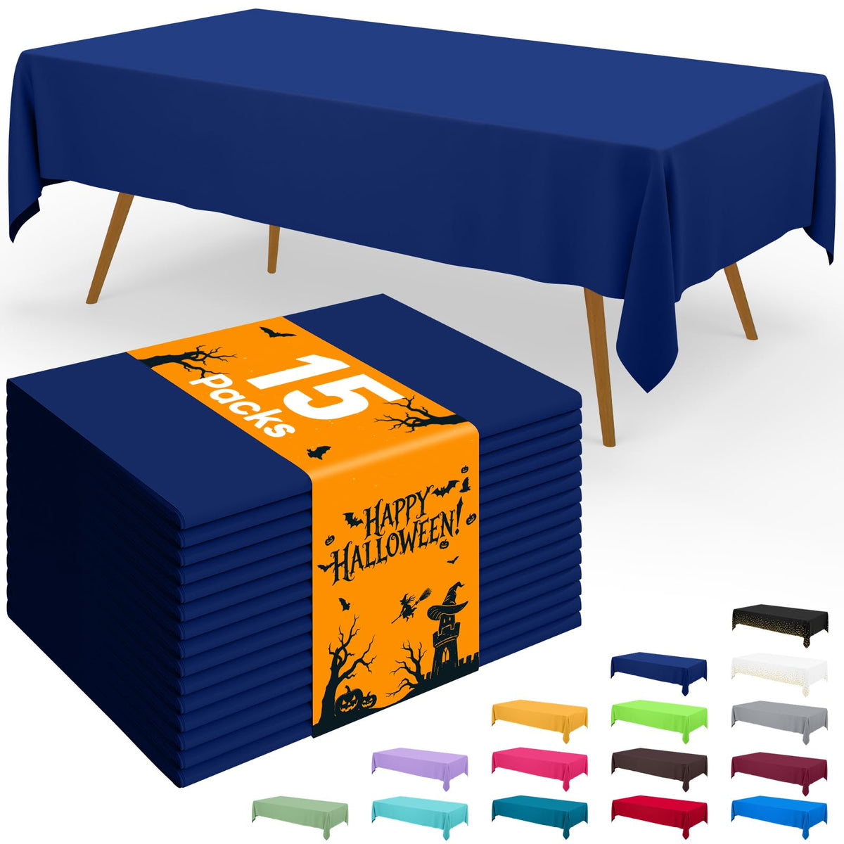 Smiry Plastic Disposable Waterproof Table Cloth - 54 x 108 Inch, 6 Packs