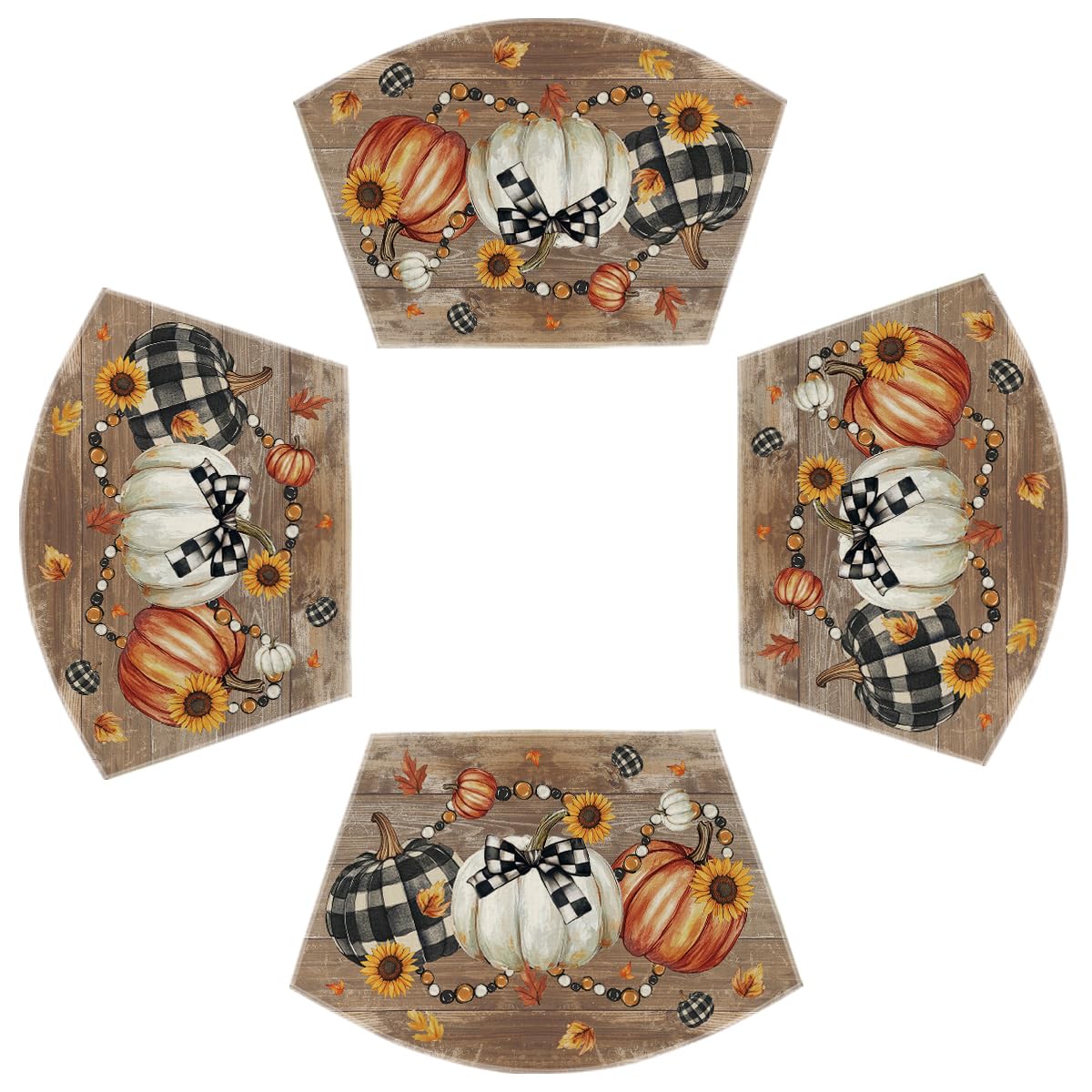 Artoid Mode Wood Pumpkins Sunflowers Fall Placemats Set of 4-12 x 18 Inch