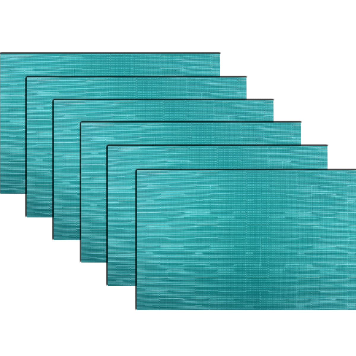 PIGCHCY Placemats,Washable Vinyl Woven Table Mats,Elegant Durable Placemats for Dining Table Set of 4 (18 x 12 inches, Pure Black)