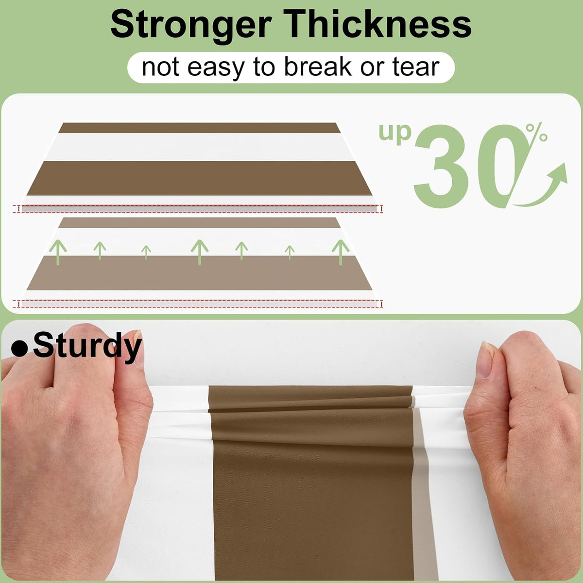 misaya 12 Packs Striped Disposable Table Cloth, 54 x 108 Inch Waterproof Rectangle Tablecloth, Leakproof & Sturdy Decorative Table Covers for Picnic, Party and Outdoor, Brown and White
