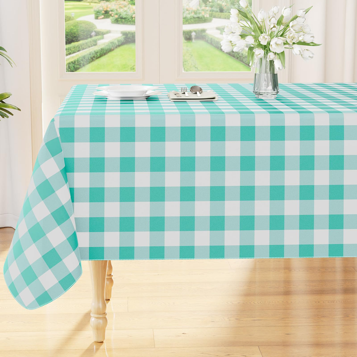 Smiry Fall Tablecloth, Flannel Backed Vinyl Table Cloth, 60"x84"