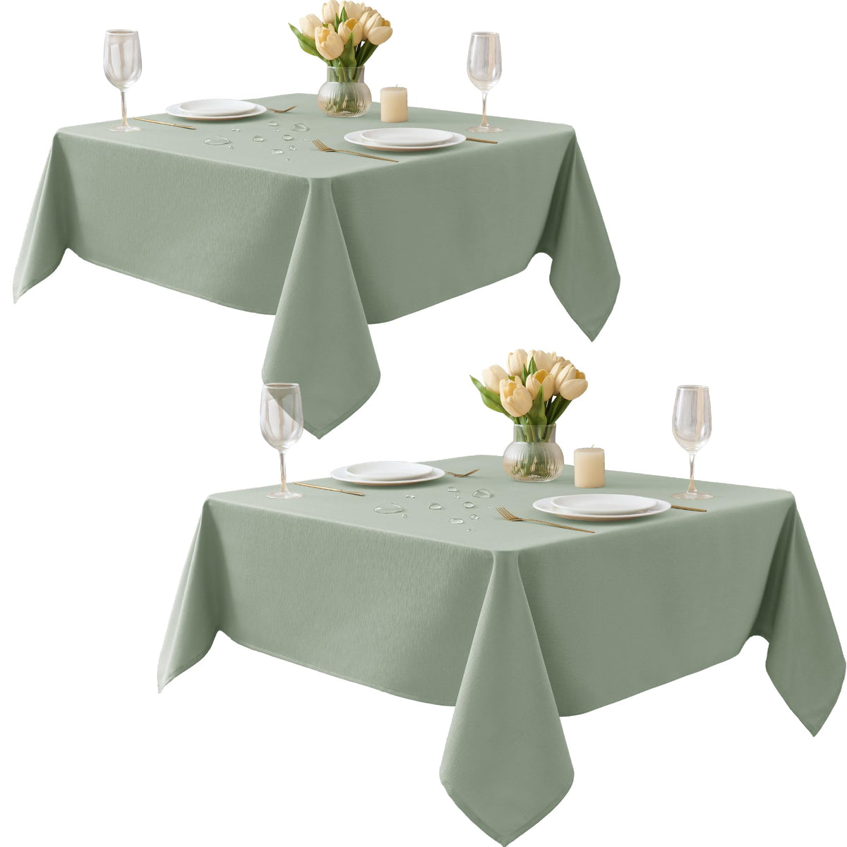 Fall Tablecloths Rectangular 6ft, 2-Pack Waterproof Slub Texture