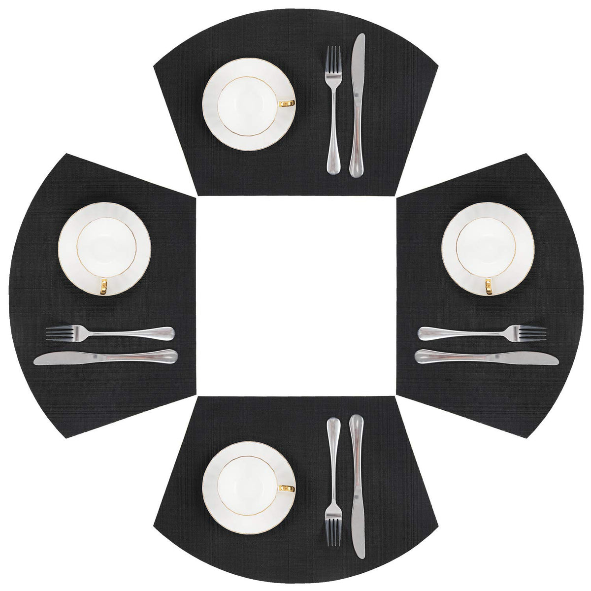SHACOS Wedge Shape Placemats Set of 4 Woven Vinyl Placemat for Round Table