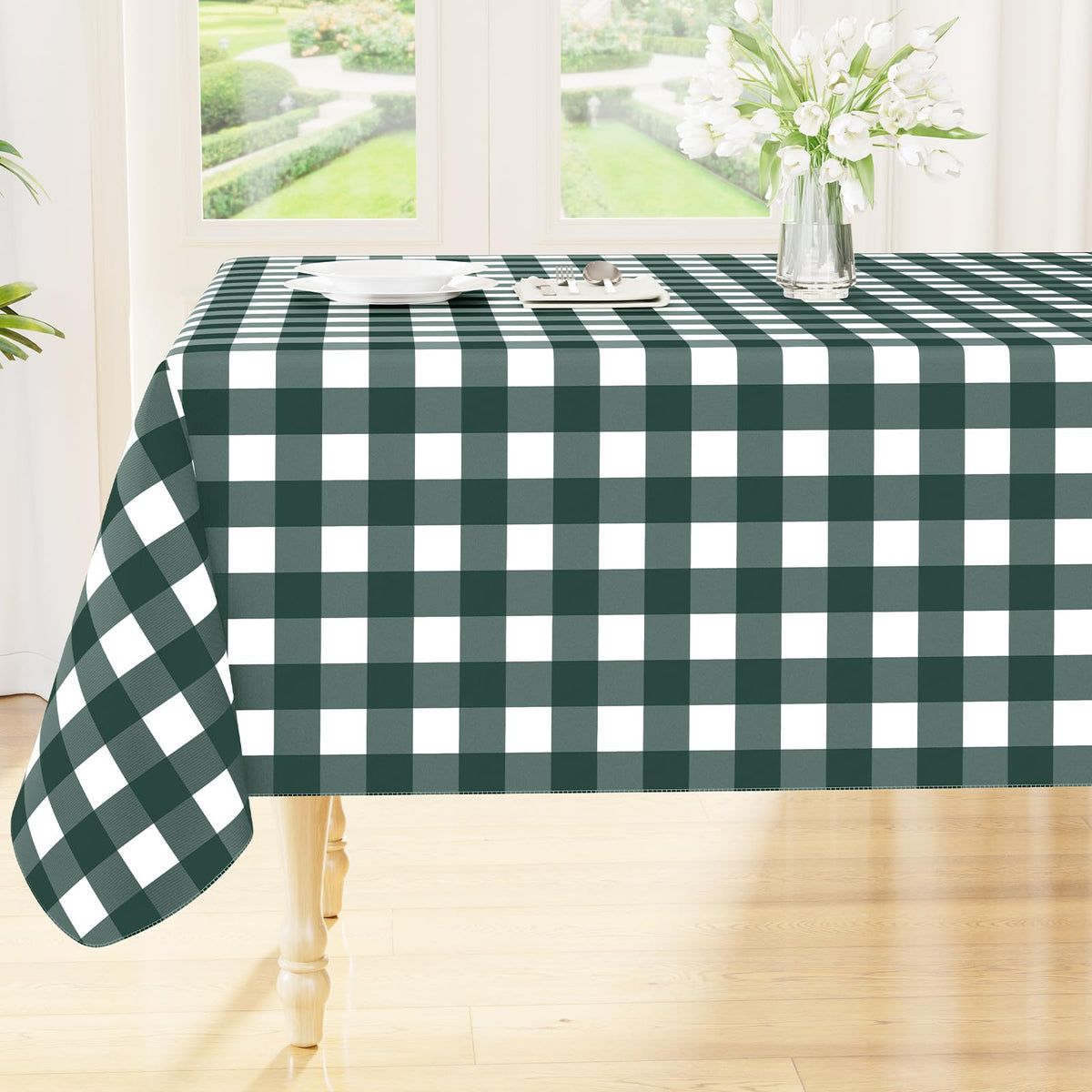 Smiry Fall Tablecloth, Flannel Backed Vinyl Table Cloth, 60"x84"
