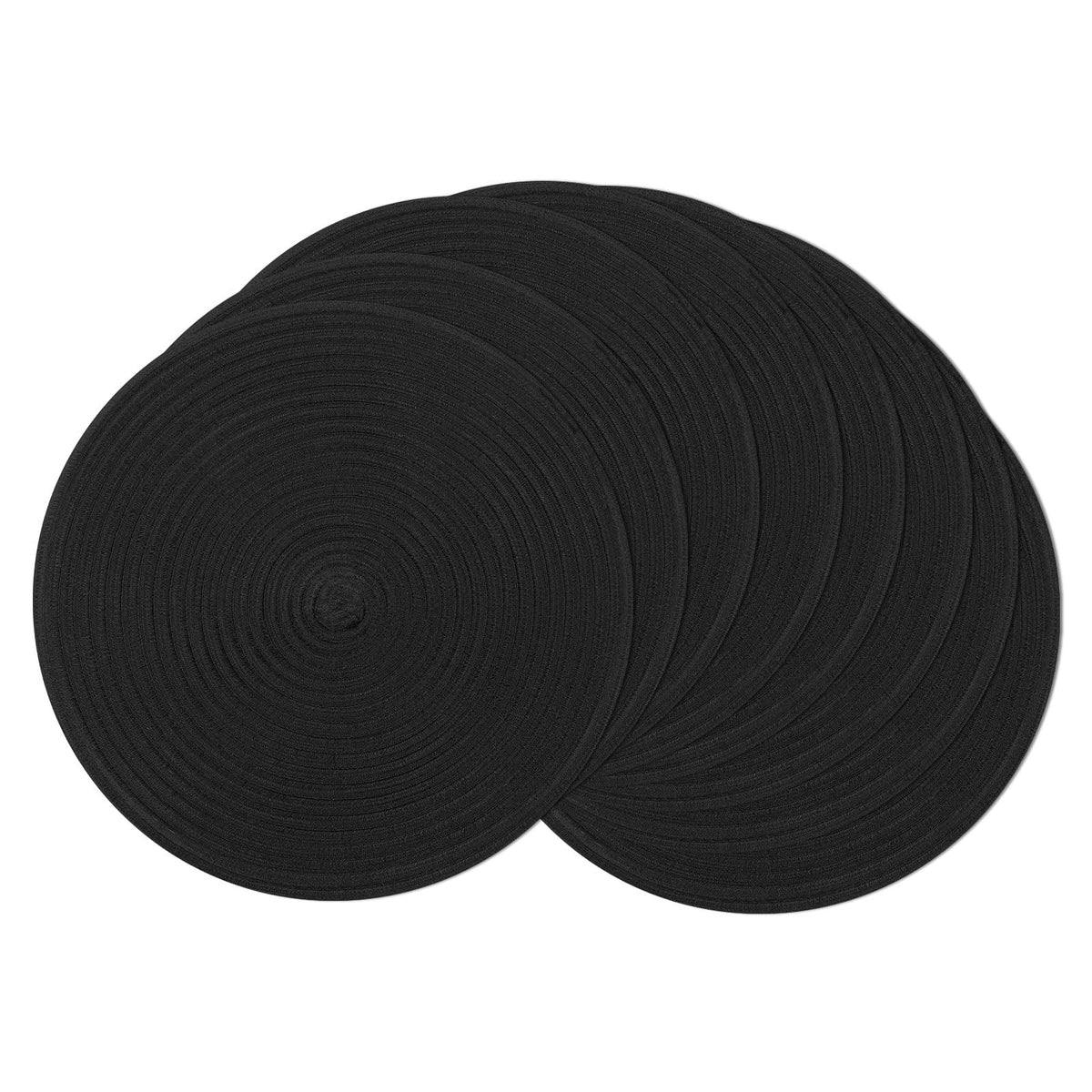 SHACOS Round Braided Placemats Set of 8 Cotton Fabric Round Table Mats Non Slip Washable 15 inch Round Place Mats Home Party Table Decor (Beige, 8)