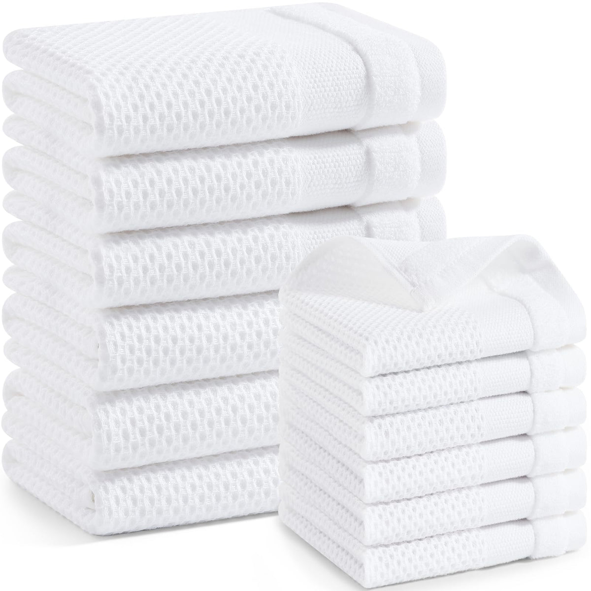 Homaxy 100% Cotton Dish Cloths, 8 Pack - 12 x 12 Inches, Black