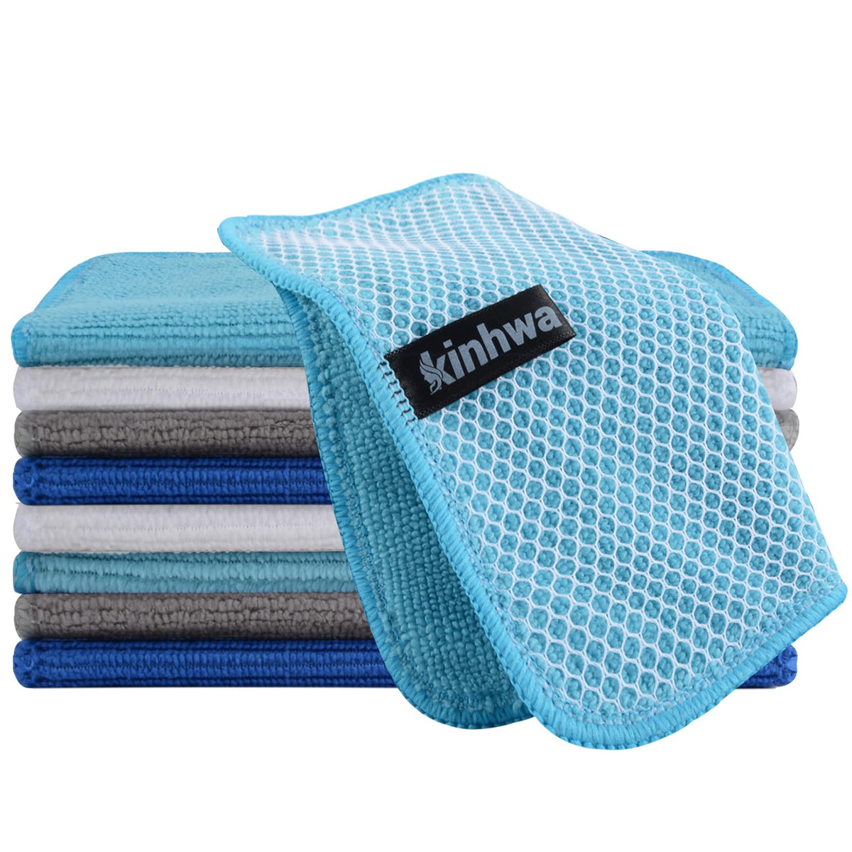 KinHwa Dish Cloths for Washing Dishes with Scrub Side, Microfiber Dish Rags