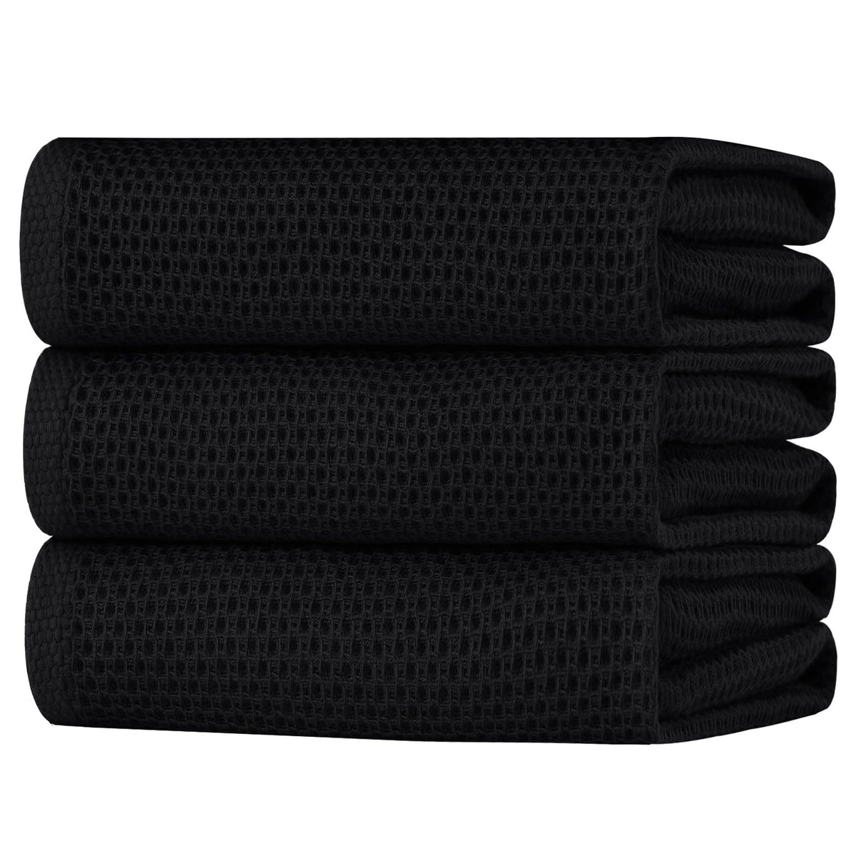 Homaxy 100% Cotton Waffle Weave Kitchen Dish Cloths, 4-Pack, Dark Grey
