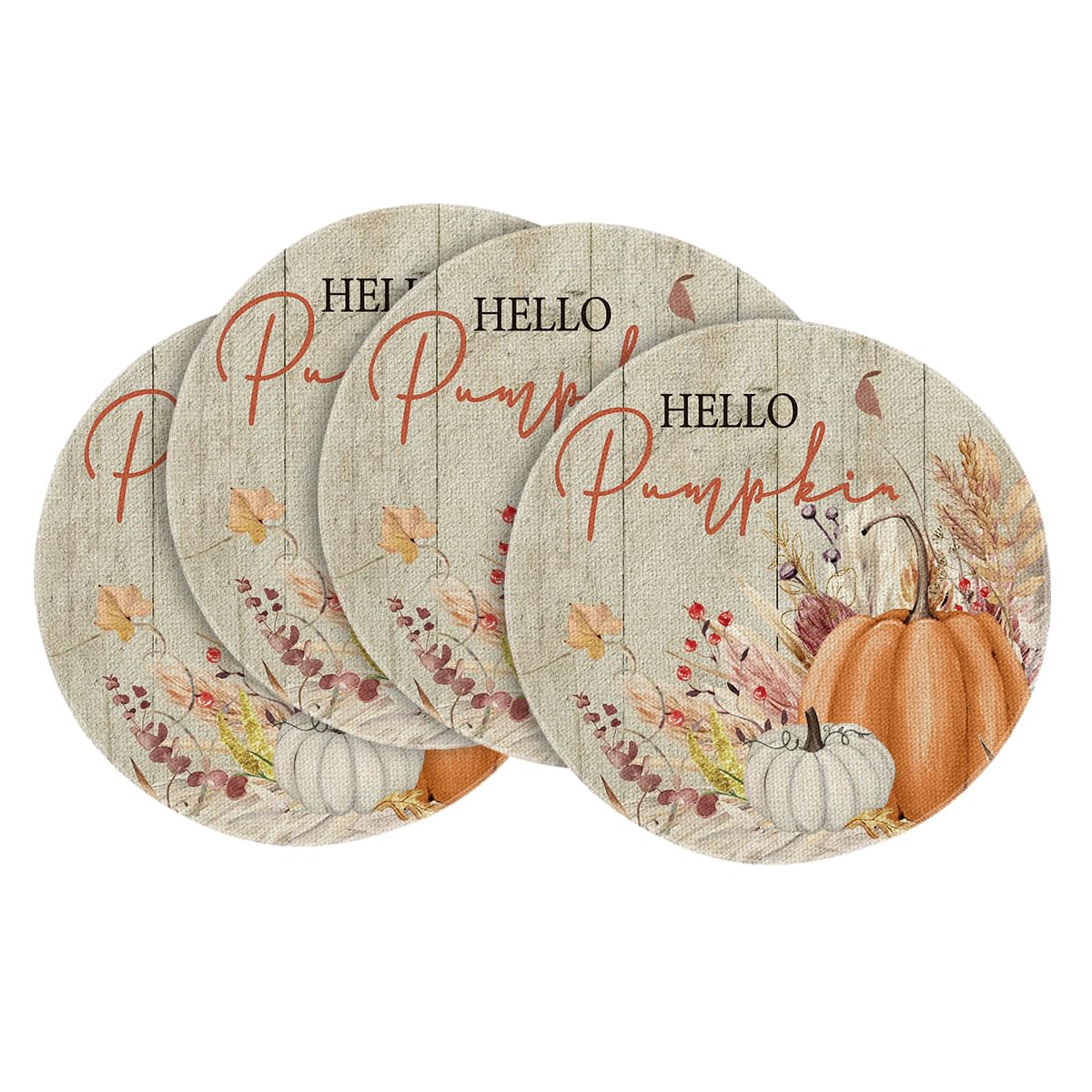 Artoid Mode Hello Pumpkin Fall Placemats Set of 4-12 x 18 Inch