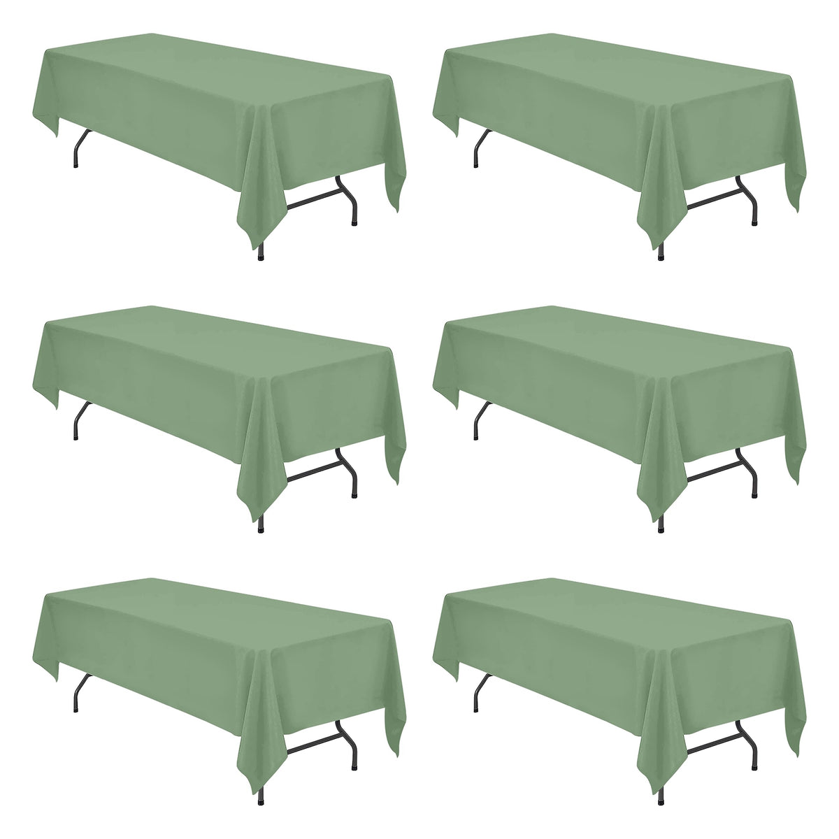 BRILLMAX 6 Pack Ivory Tablecloths 90x156 Inch for 8ft Rectangle Tables