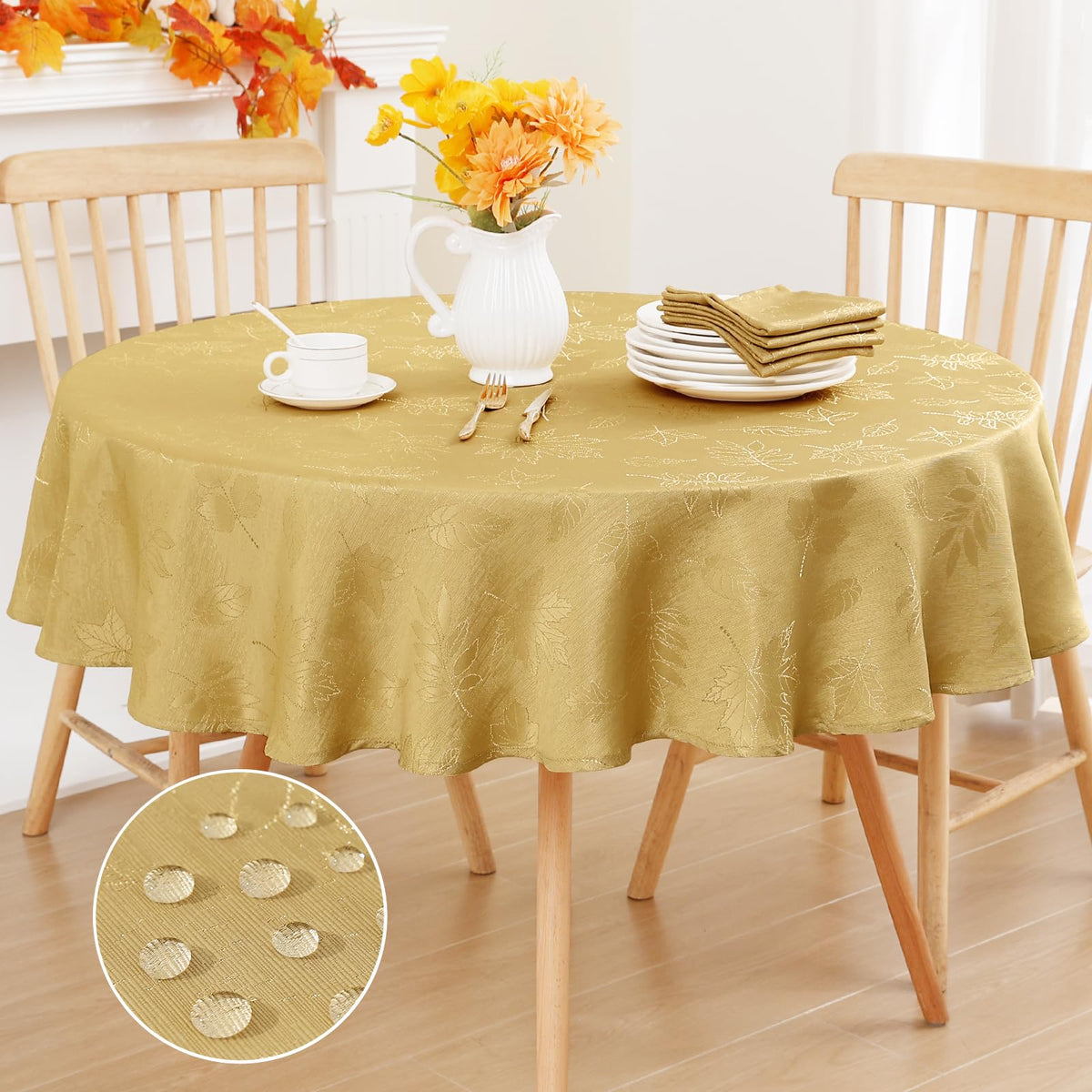 Smiry 60x84 Inch Thanksgiving Jacquard Rectangle Table Cloth for Fall