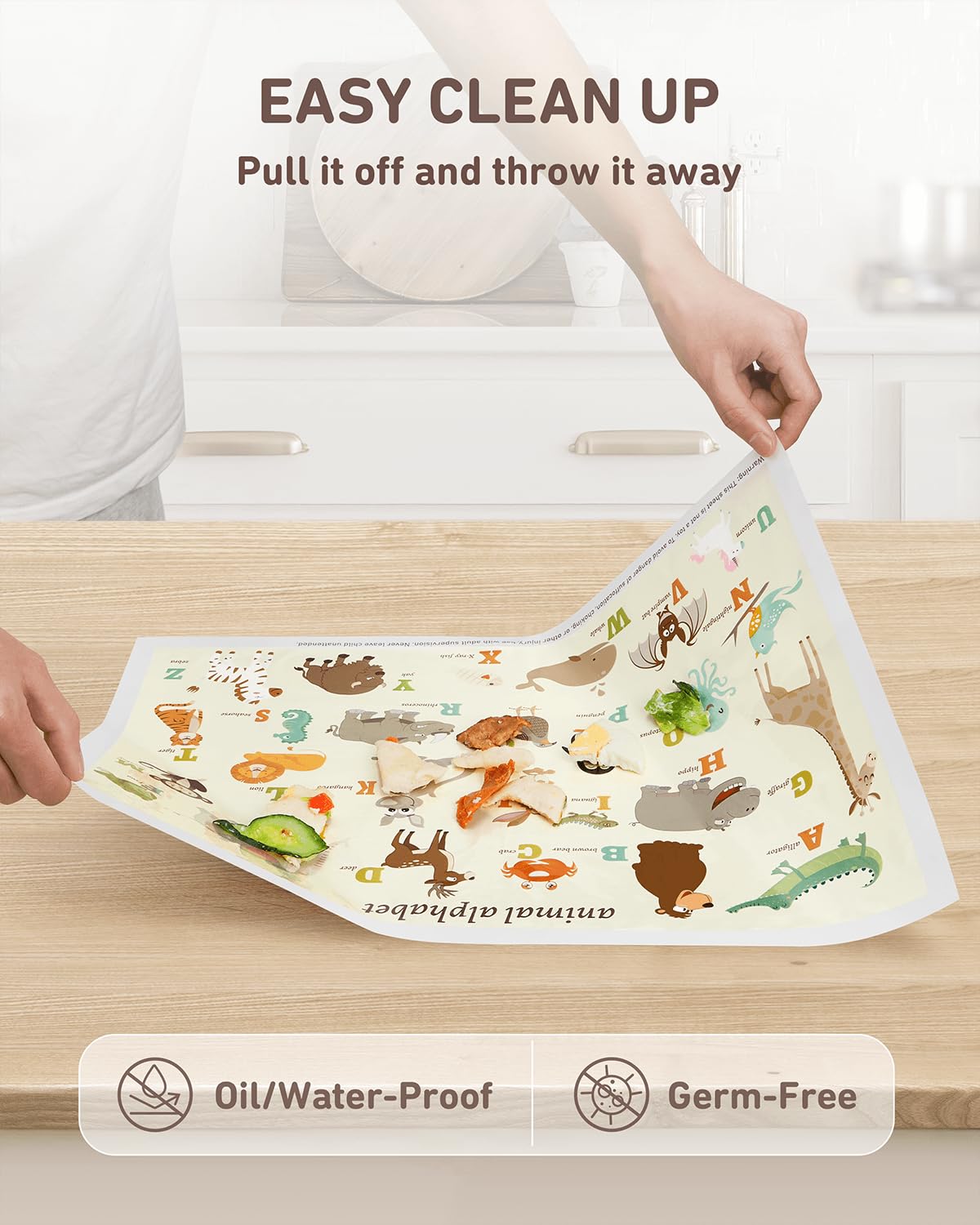 Babebay Disposable Stick-On Placemats for Baby, 40 Pack, Animal Alphabet