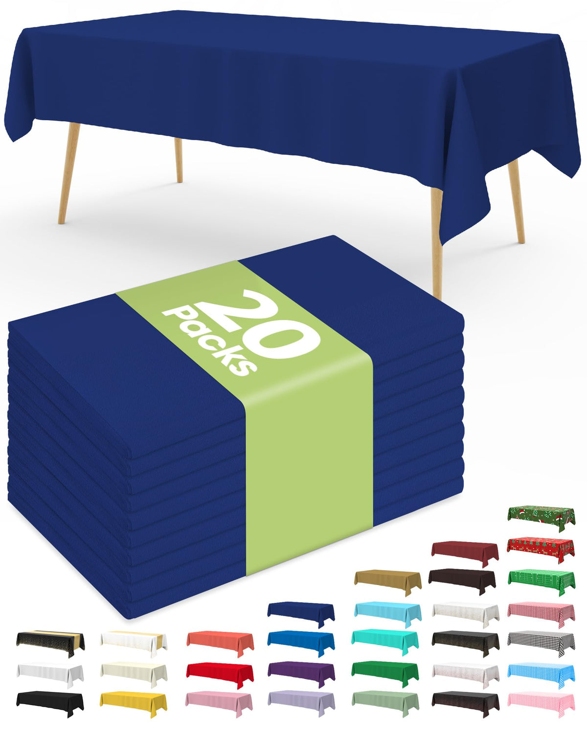 Pureegg 20 Pack Plastic Table Cloth Disposable 54x108 Inch