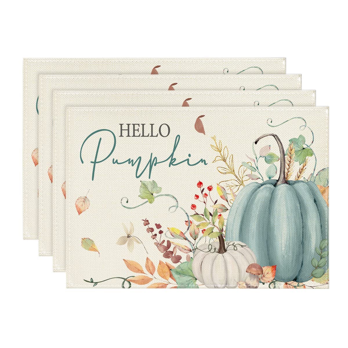 Artoid Mode Hello Pumpkin Fall Placemats Set of 4-12 x 18 Inch