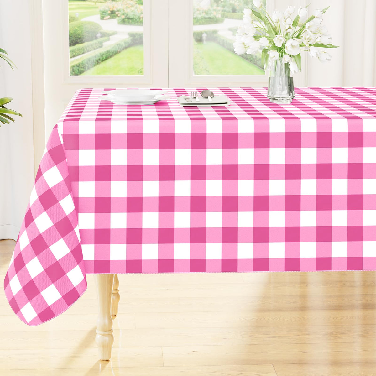 Smiry Fall Tablecloth, Flannel Backed Vinyl Table Cloth, 60"x84"