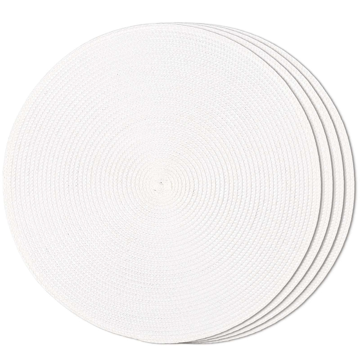 FunWheat Round Braided Placemats Set of 6 Table Mats for Dining Tables Woven Washable Non-Slip Place mats 15 inch(Orange, 6pcs)