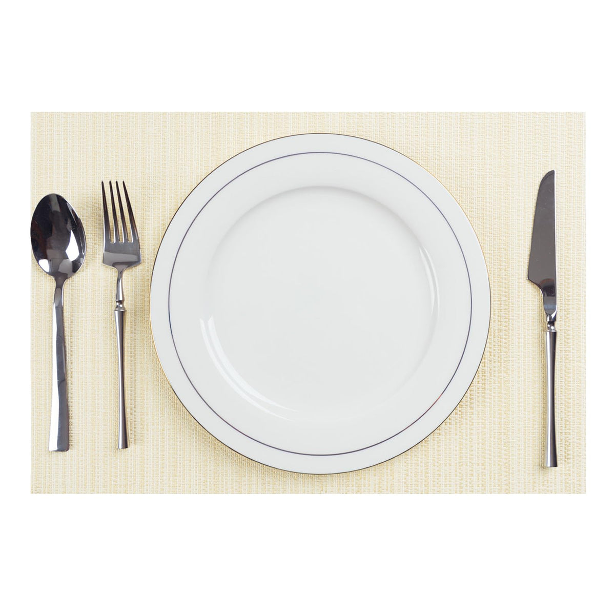 AHHFSMEI Placemats Set of 6 Washable Woven Vinyl Placemats for Dining Table Heat Resistant Non-Slip Stain Resistant Table Mats for Kitchen & Home Decor(White,6)