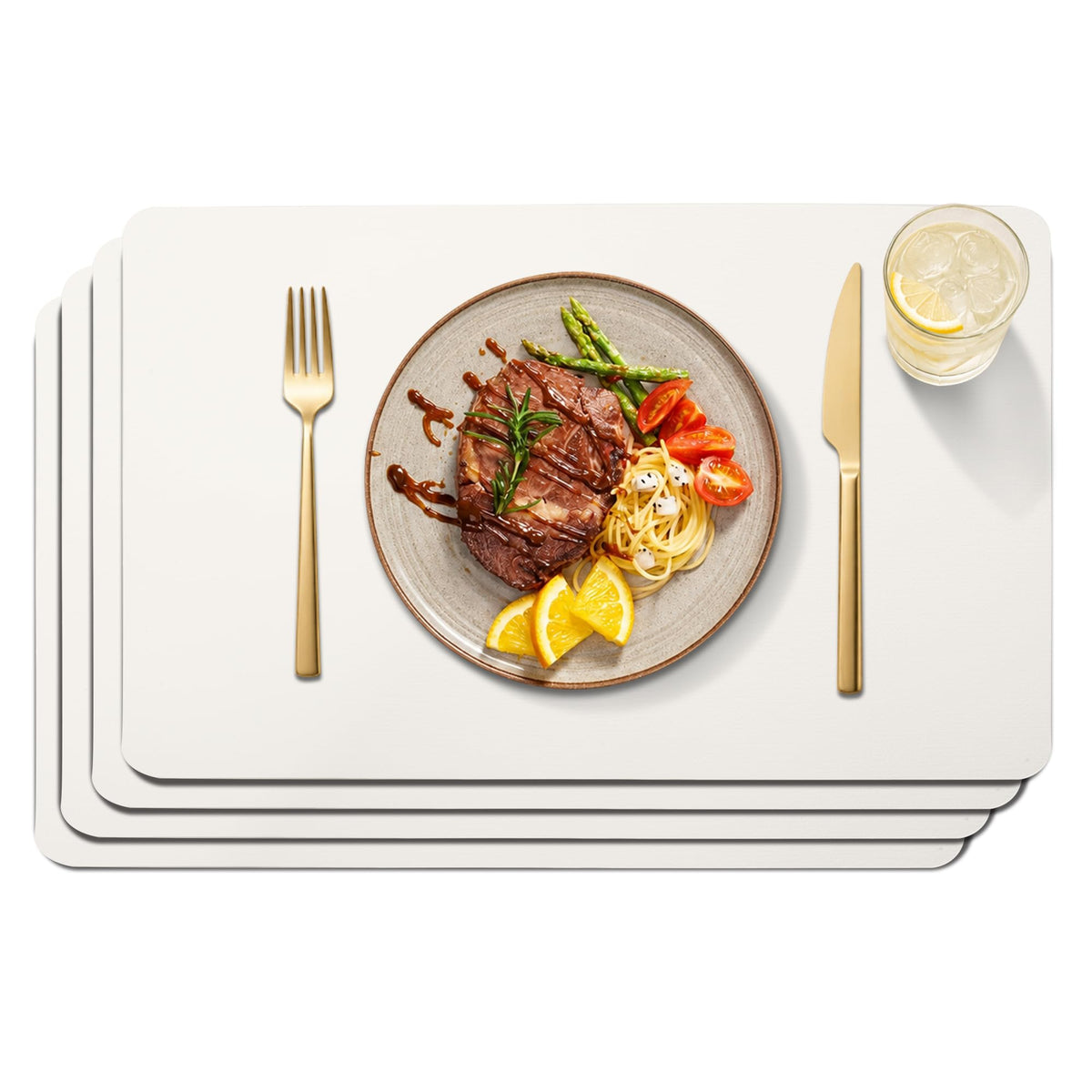 Maxpearl Faux Leather Placemats Set of 6, Easy to Clean, Brown