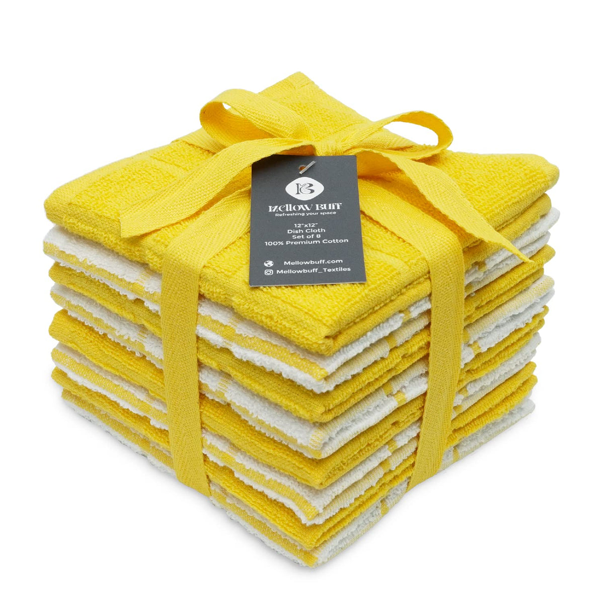 100% Cotton Terry Dish Cloth & Dish Towel, 8 Pack, Super Soft and Absorbent Kitchen Towels, Perfect for Kitchen Cleaning and Dish Washing (TAN (Solid and Checks) 8 Pack)