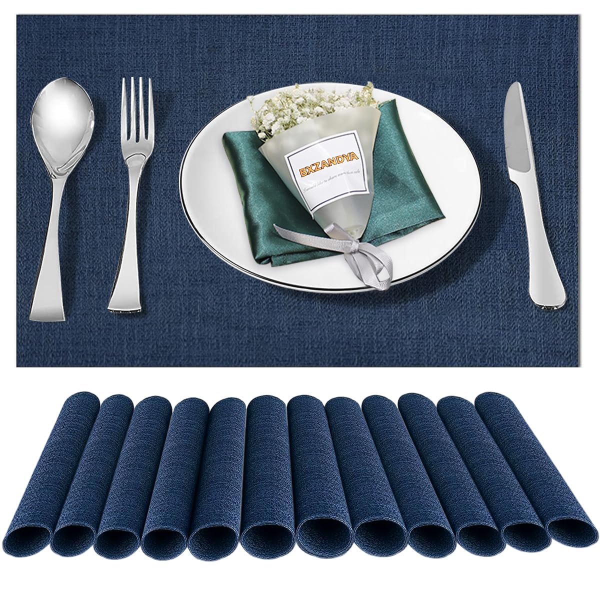 Beige Vinyl Placemats Set of 8,Washable Dining PVC Table Mats