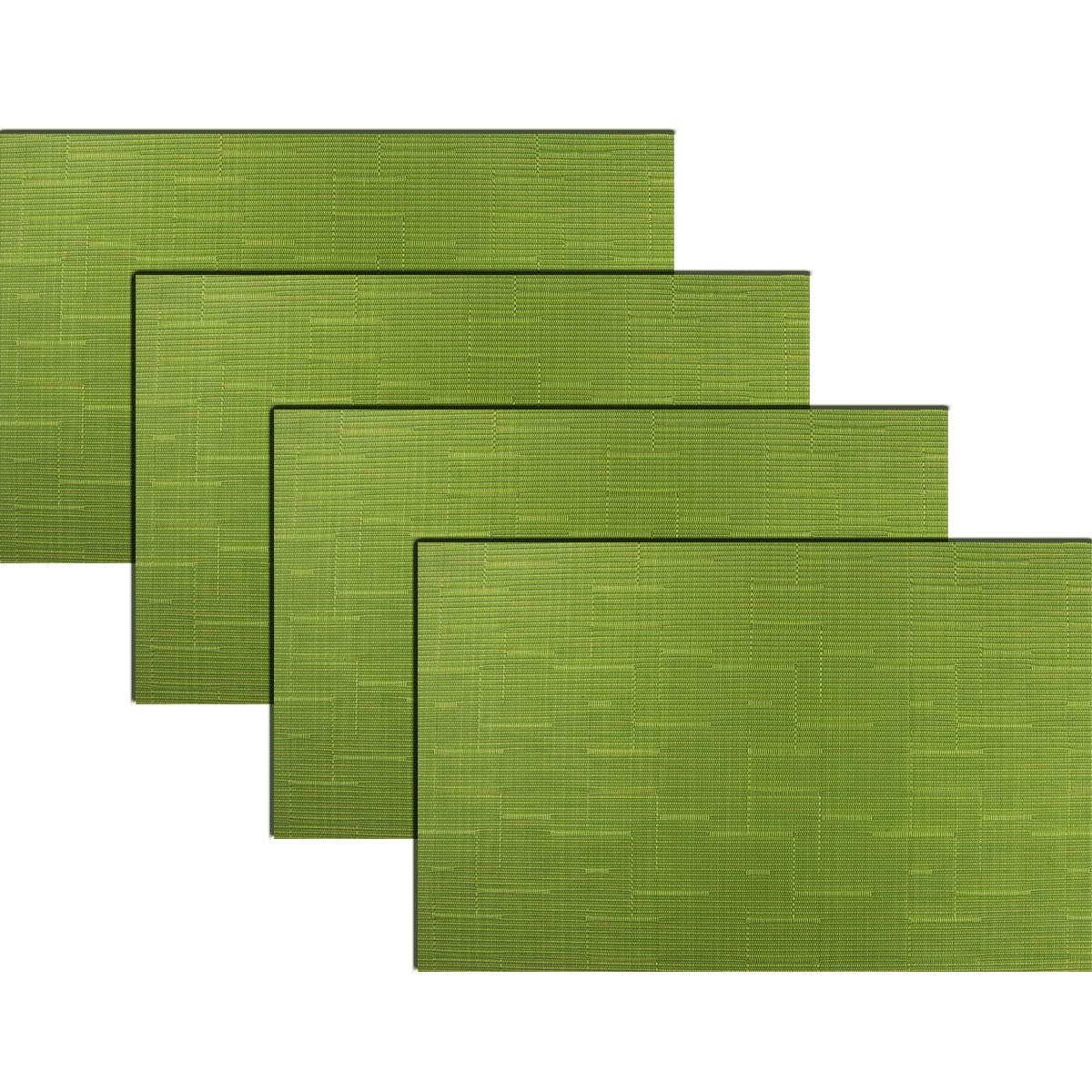 PIGCHCY Placemats,Washable Vinyl Woven Table Mats,Elegant Durable Placemats for Dining Table Set of 4 (18 x 12 inches, Pure Black)