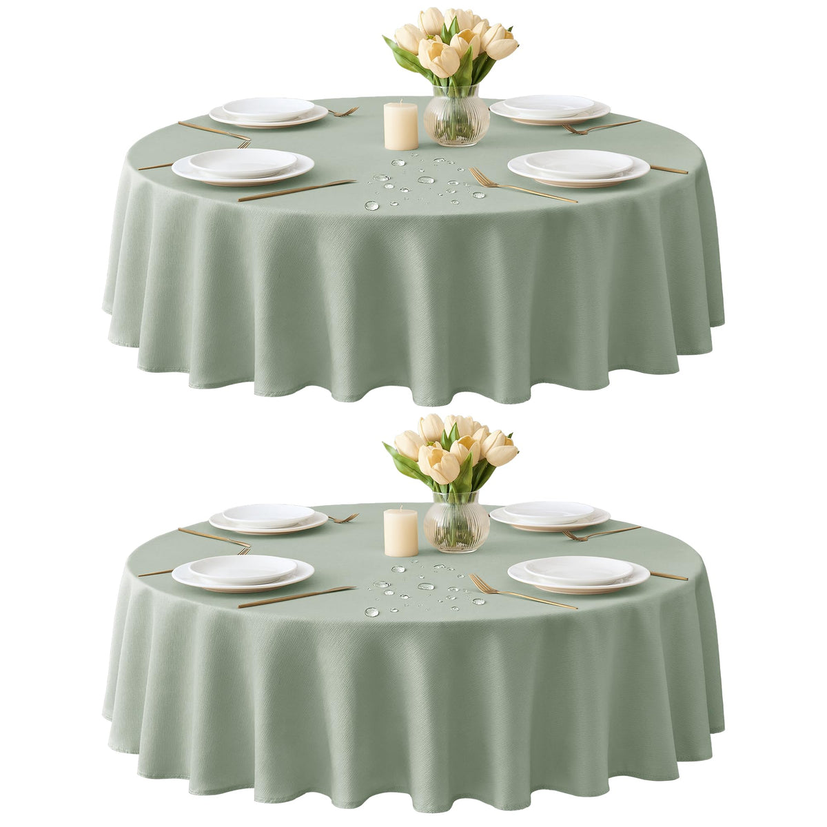 Fall Tablecloths Rectangular 6ft, 2-Pack Waterproof Slub Texture
