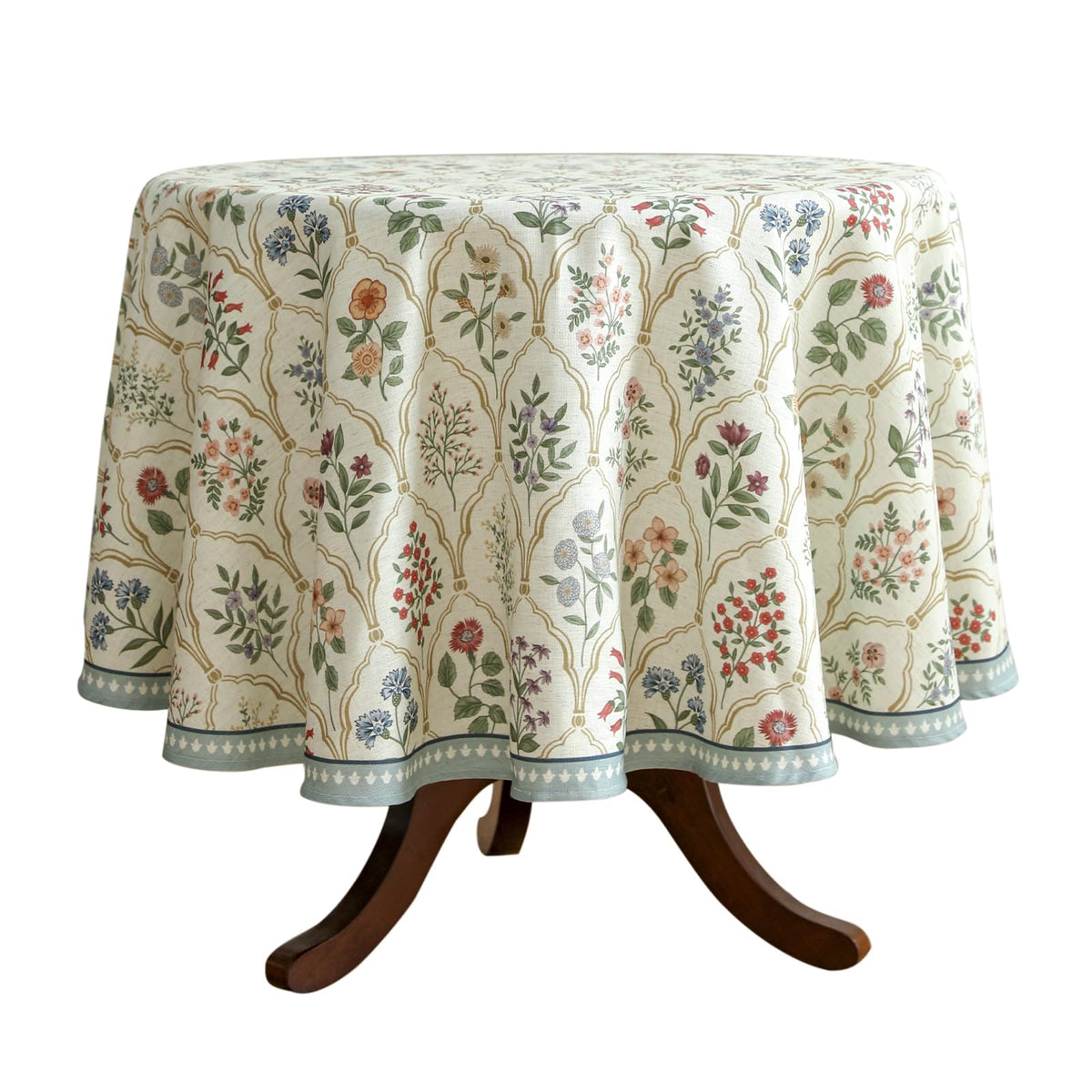 ISAENNE Designer Linen Rectangular Long Tablecloth,118"x67"-Serenity G