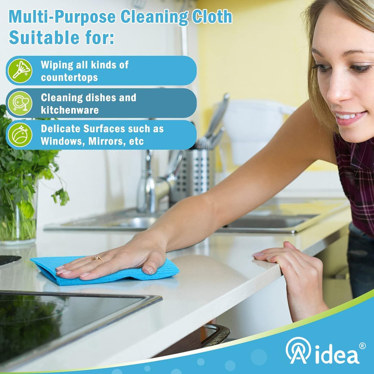 AIDEA Swedish Dishcloths for Kitchen, 20PK, Reusable Paper Towels, 7"×6"