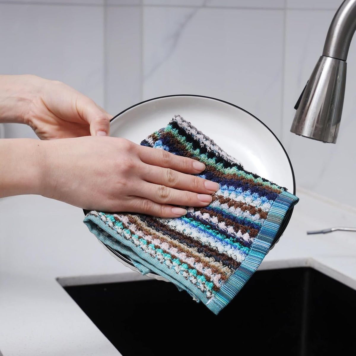 Oeleky Kitchen Dish Cloths for Washing Dishes, 100% Cotton Dishcloths