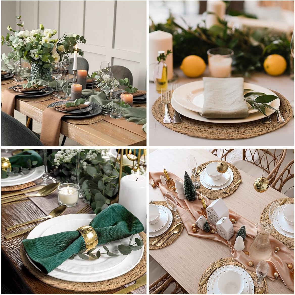 BAVIFY 13" Round Woven Placemats Set of 10, Plate Chargers for Dining Table