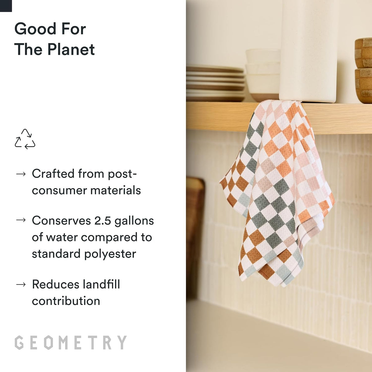 GEOMETRY Kitchen Dish Cloths - Quick Dry Dishcloths for Kitchen - Premium Dish Rags with Geoweave - 3-Pieces Autumn Checkers