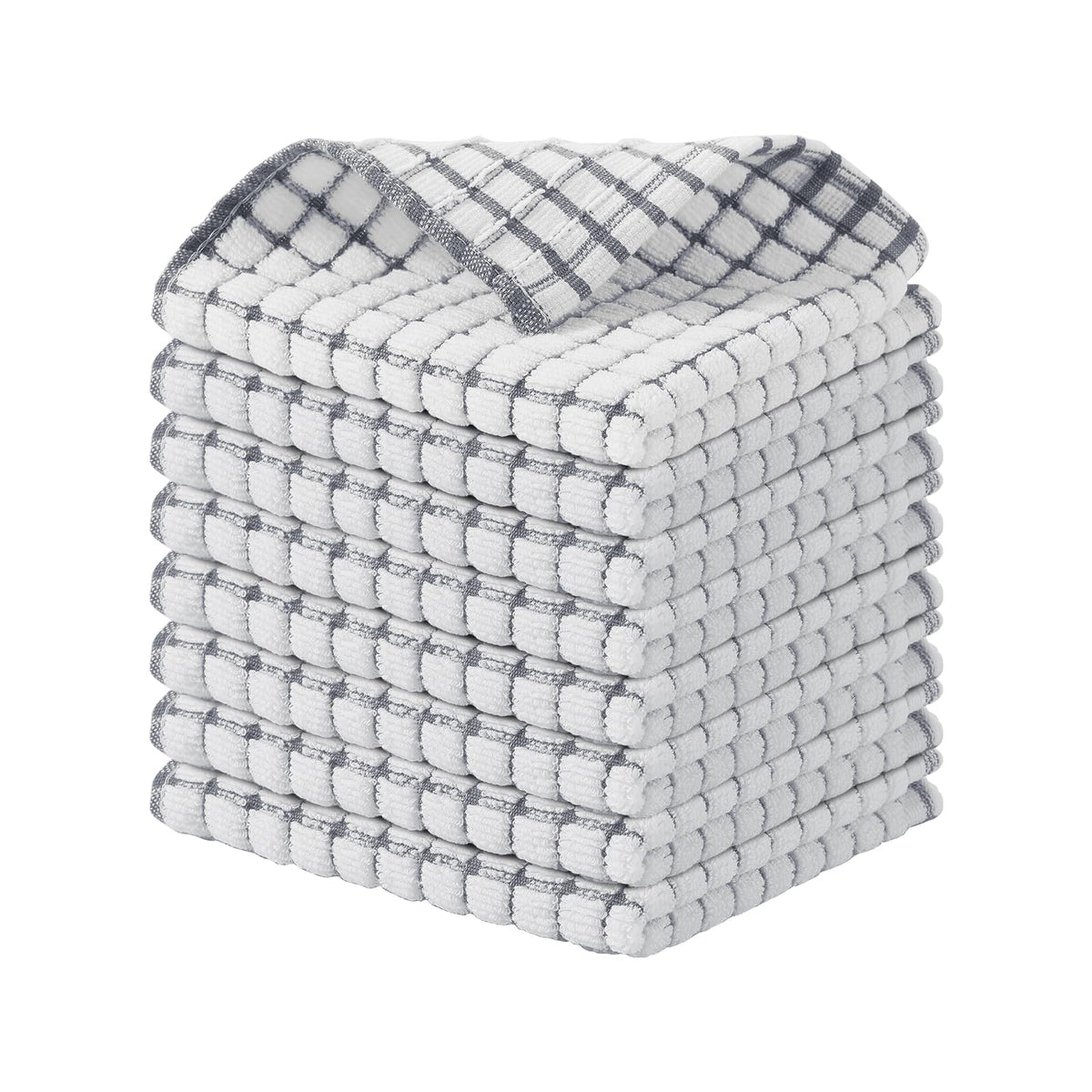 Kitinjoy Cotton 8 Pack Terry Kitchen Dish Cloths, Mixed Color