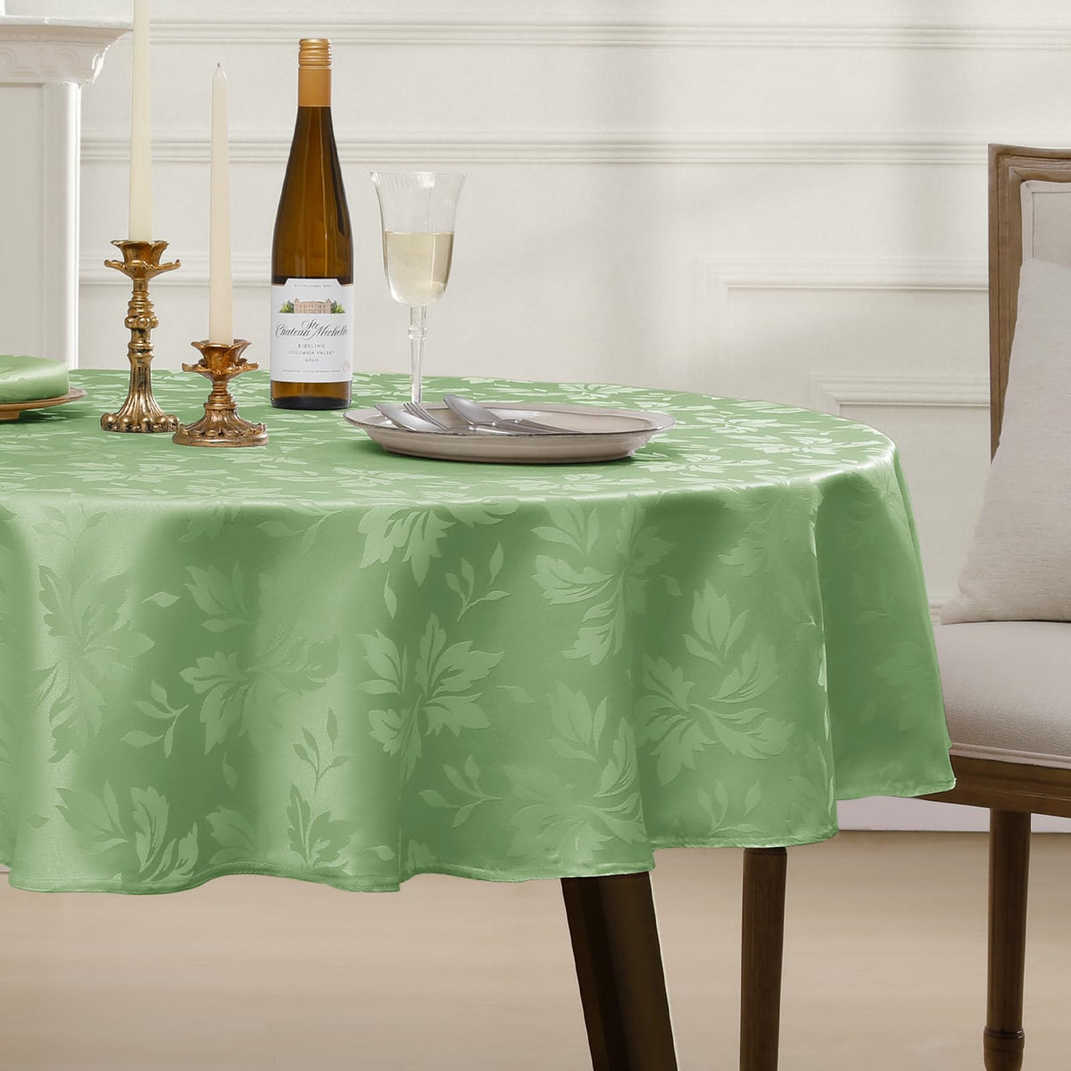 Romanstile Jacquard Rectangle Tablecloth 60 x 120 Inch, White