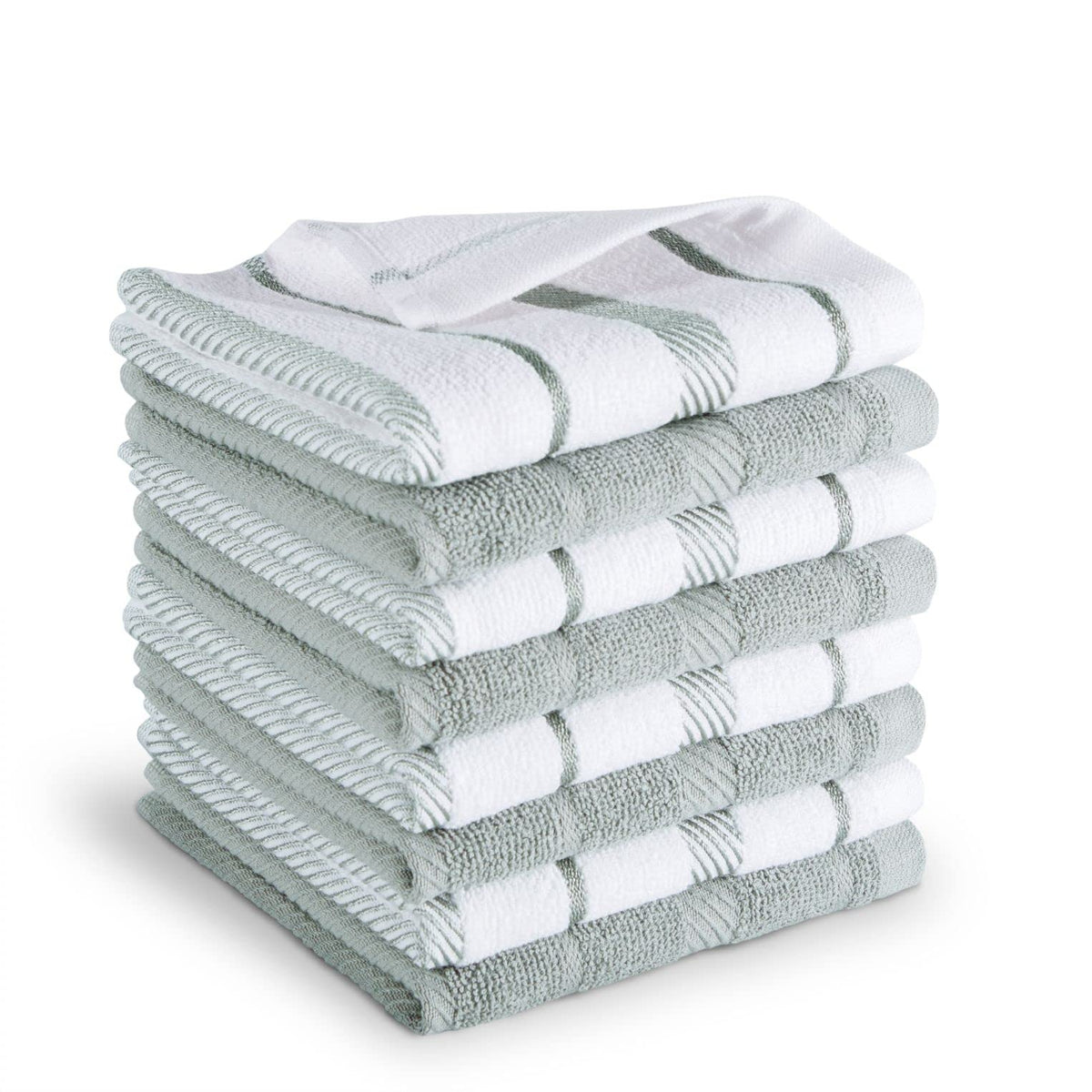 KitchenAid Albany Dishcloth 8 Pack Set, Blue Velvet/White, 12"x12"