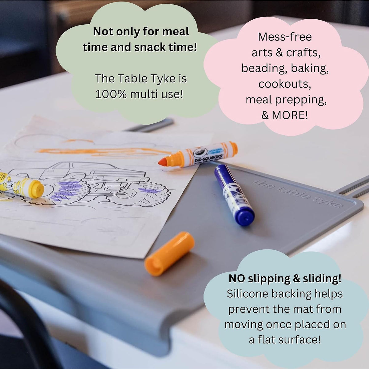 Table Tyke Baby Restaurant Placemat, Silicone Edge Bumper, Sage Green