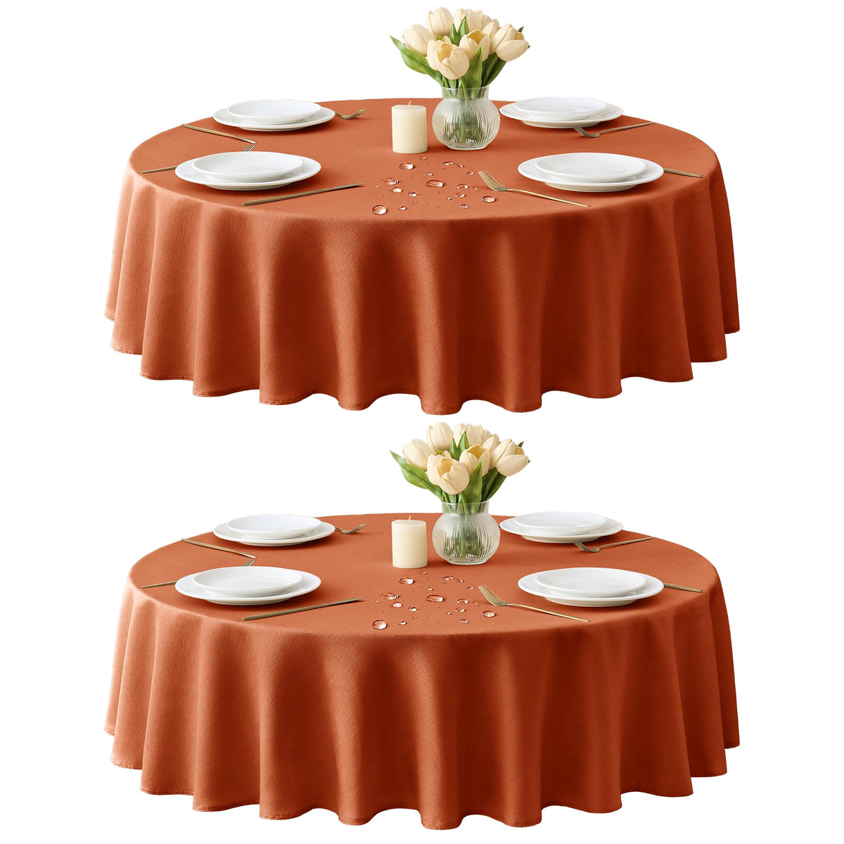 Fall Tablecloths Rectangular 6ft, 2-Pack Waterproof Slub Texture
