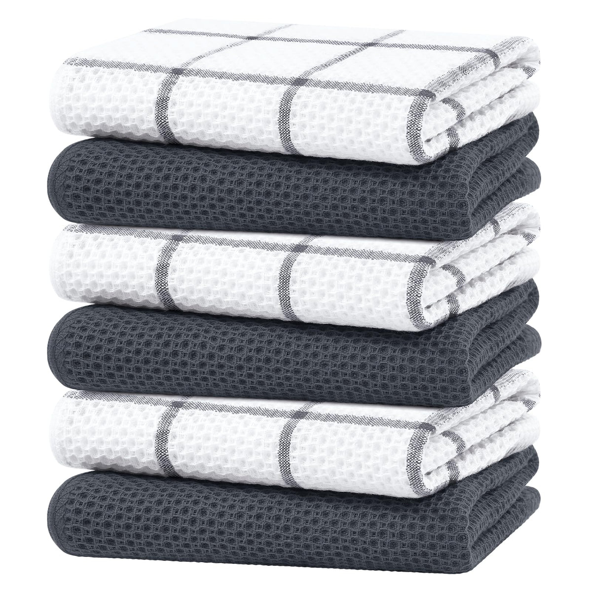 Homaxy 100% Cotton Waffle Weave Kitchen Dish Cloths 8-Pack, Dark Grey