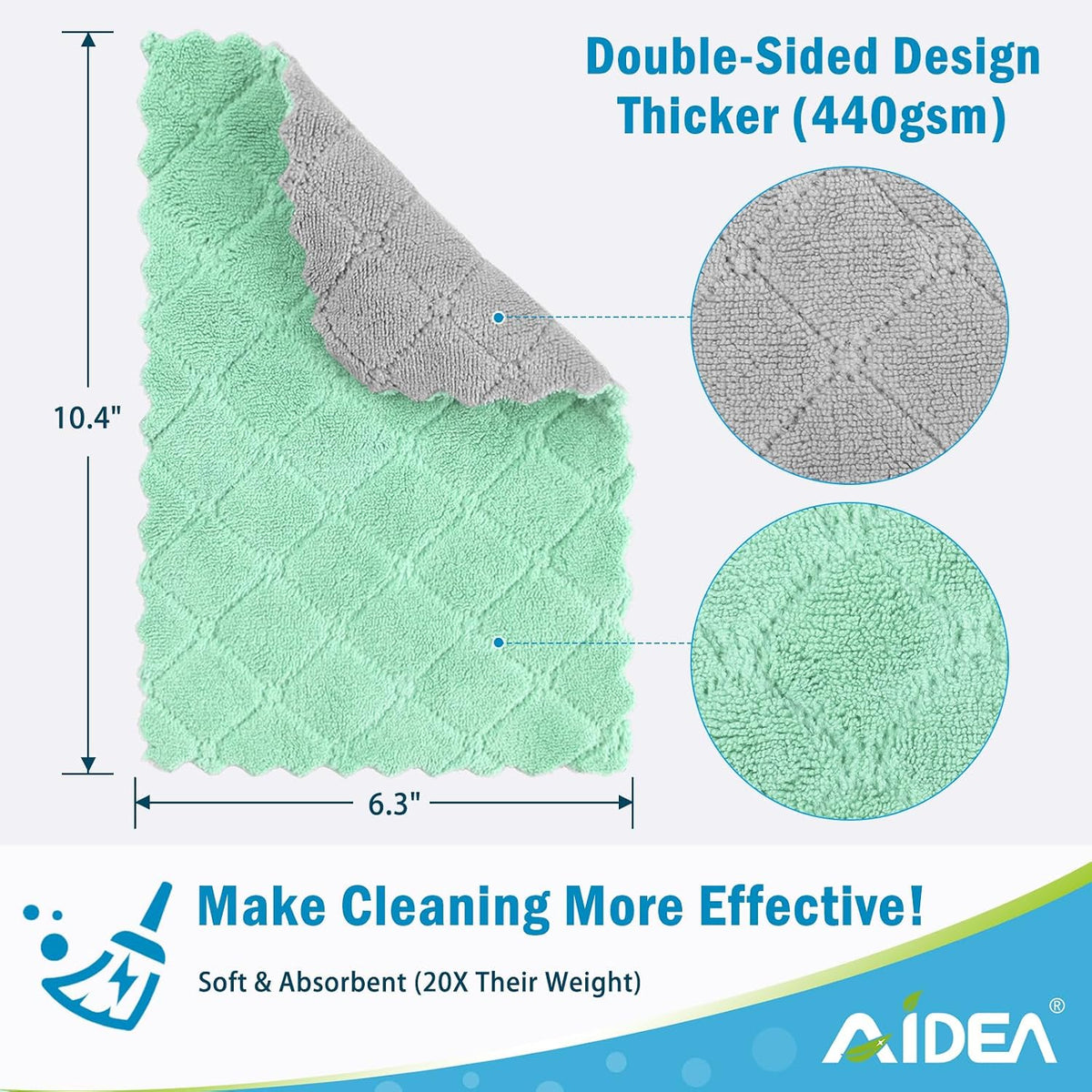 AIDEA Kitchen Dishcloths, 12 PK Absorbent Dish Towels Coral Fleece 6"x10.4"