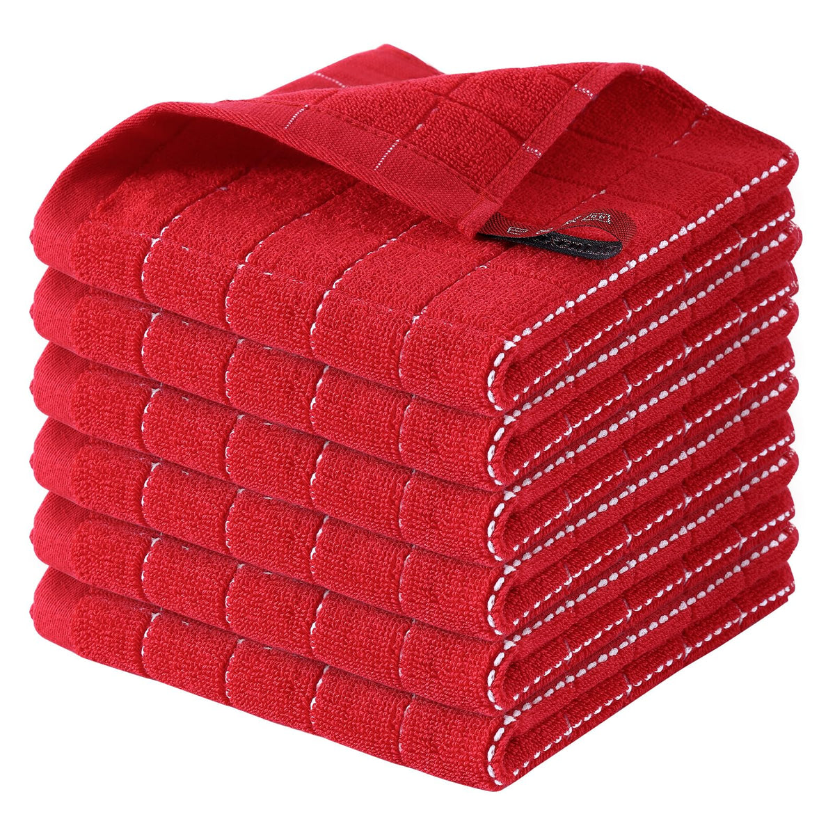 Homaxy 100% Cotton Terry Kitchen Dish Cloths, 6 Pack, Navy Blue