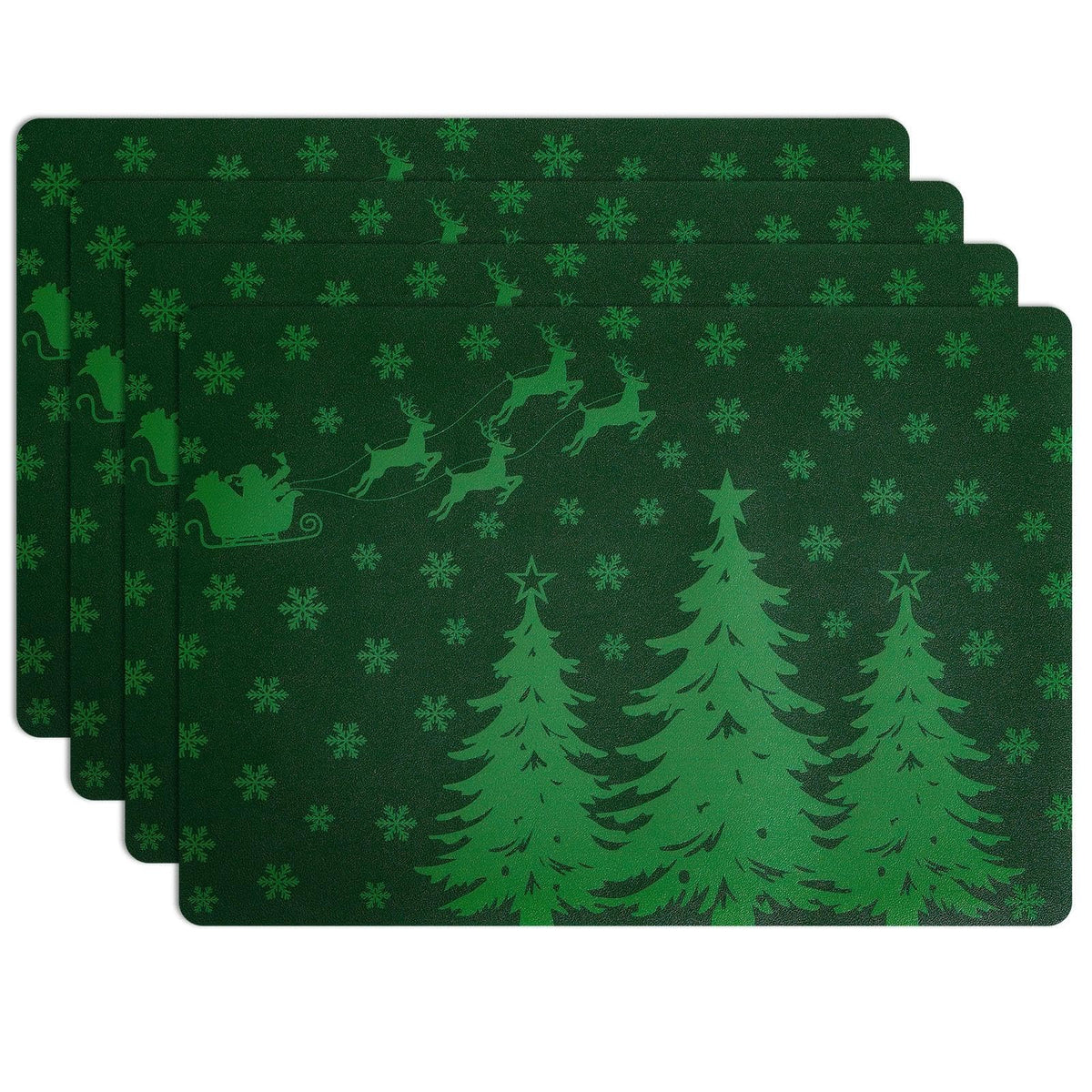 MOSAYT Vinyl Faux Leather Placemats, Set of 6, Black
