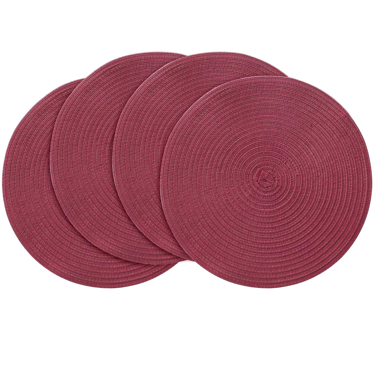 Floroom 15 Inch Round Braided Placemats Set of 4, Washable Heat Resistant Cotton Polyester Circle Place Mats for Kitchen Dining Table - Navy Blue
