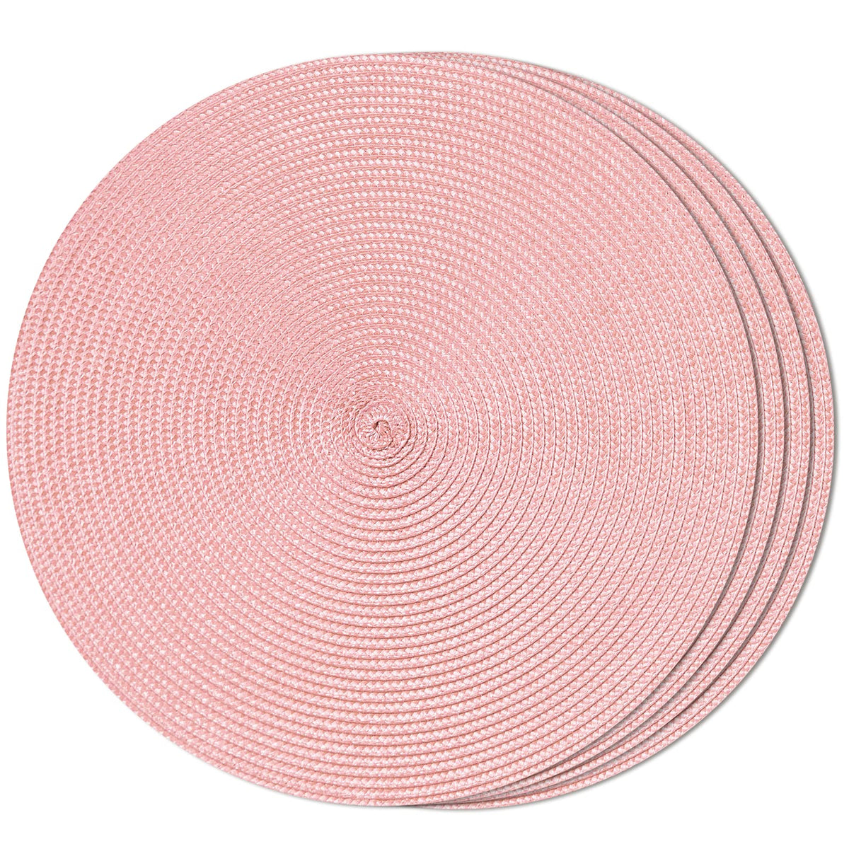 FunWheat Round Braided Placemats Set of 6 Table Mats for Dining Tables Woven Washable Non-Slip Place mats 15 inch(Orange, 6pcs)