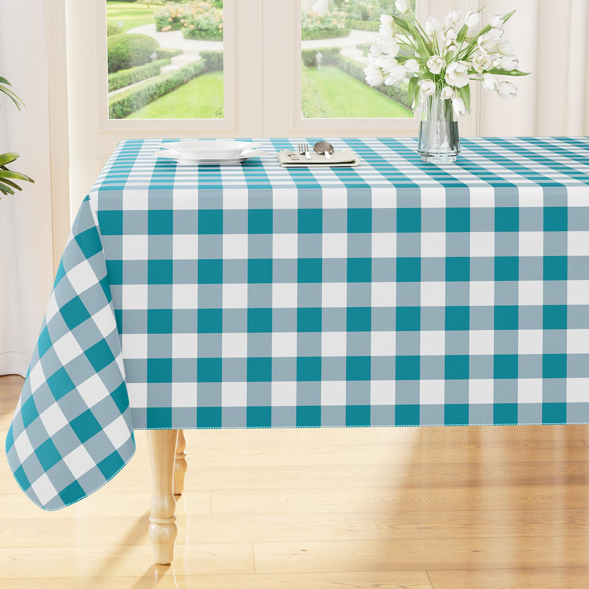 Smiry Fall Tablecloth, Flannel Backed Vinyl Table Cloth, 60"x84"