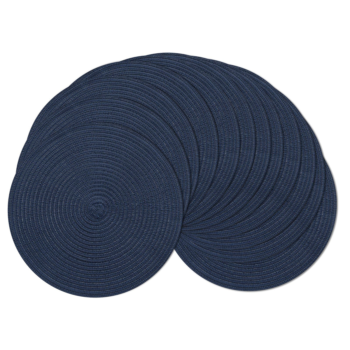 SHACOS 15 inch Round Placemats Set of 6, Cotton Polyester Woven Braided Place Mats, Washable Heat Resistant Circle Table Mats for Dining Table (Beige, 6)
