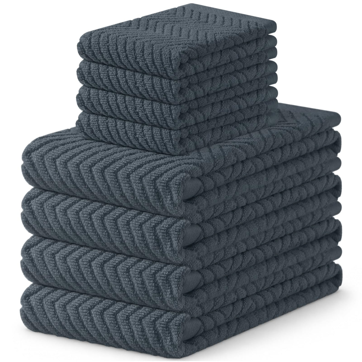 Homaxy 8 Pack 100% Cotton Kitchen Towels and Dishcloths Set, Burgundy