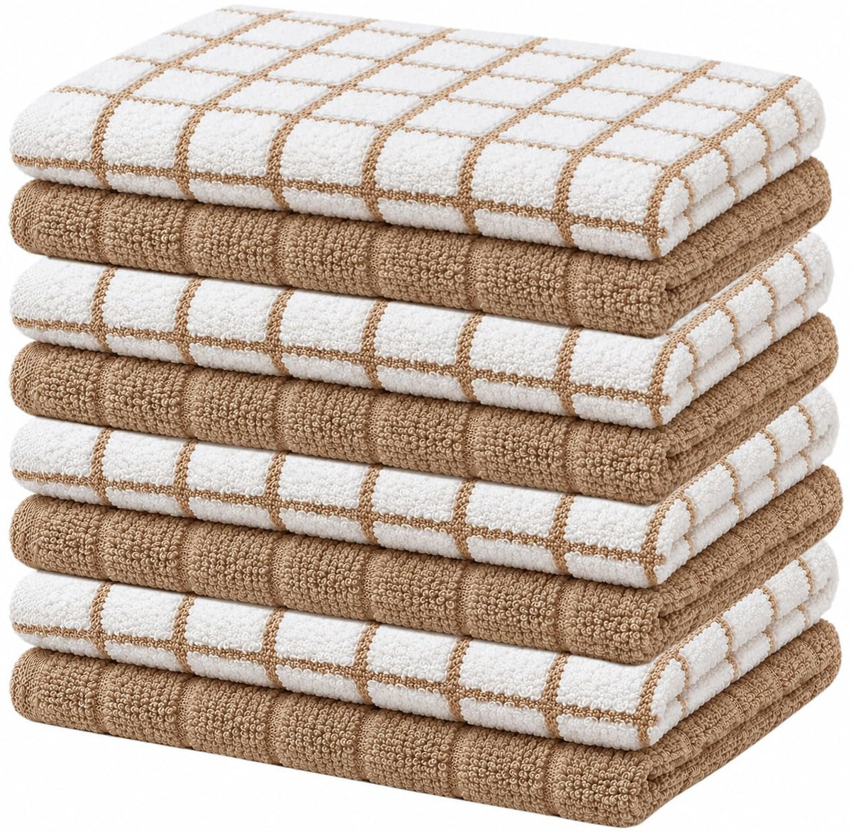Bumble Dish Cloths (8-Pack), 100% Cotton Kitchen Towels, 12"x12" - Gray