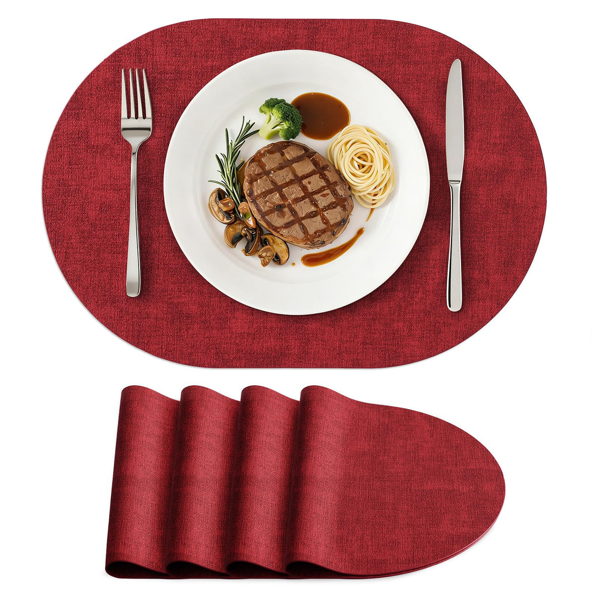 homing Heat Resistant Oval Placemats Set of 6, Beige